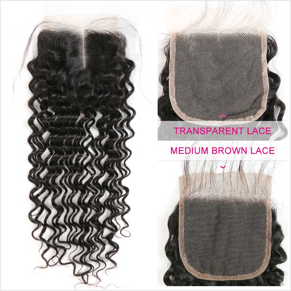 Ali Grace Deep Wave Hair Bundles 3 Bundles With 4x4 Lace Closure