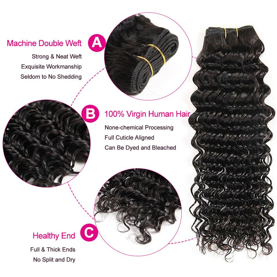 Ali Grace Deep Wave Hair Weave 4 Pcs With 4x4 Lace Closure 