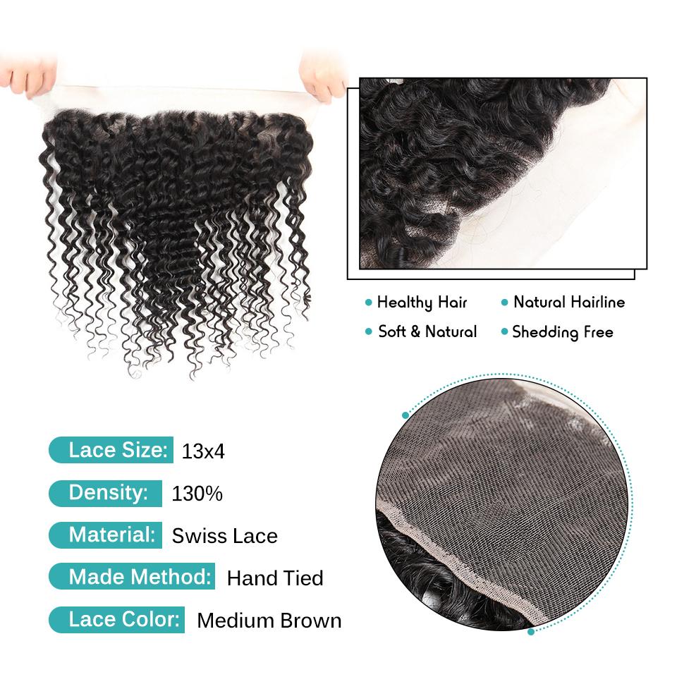 Ali Grace Deep Wave Hair Bundles 3 Pcs With 13x4 Lace Frontal 