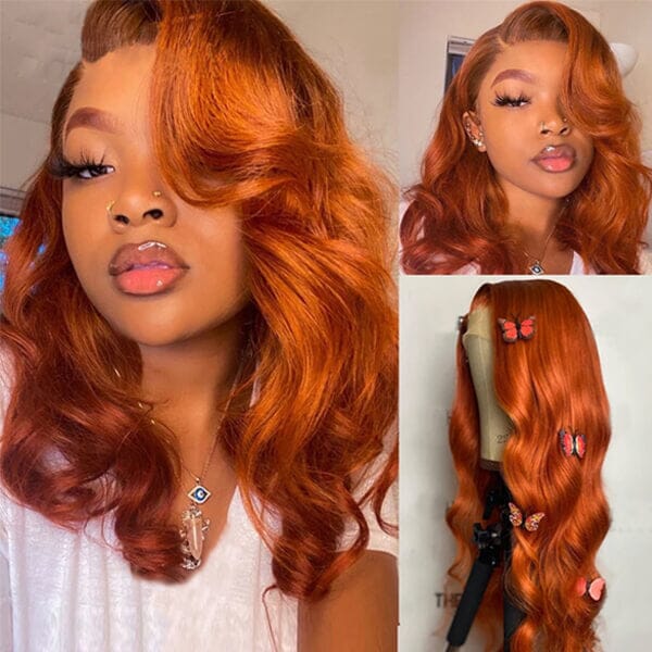 Aligrace 13x4 Frontal Lace Body Wave Wigs Ginger Orange Color