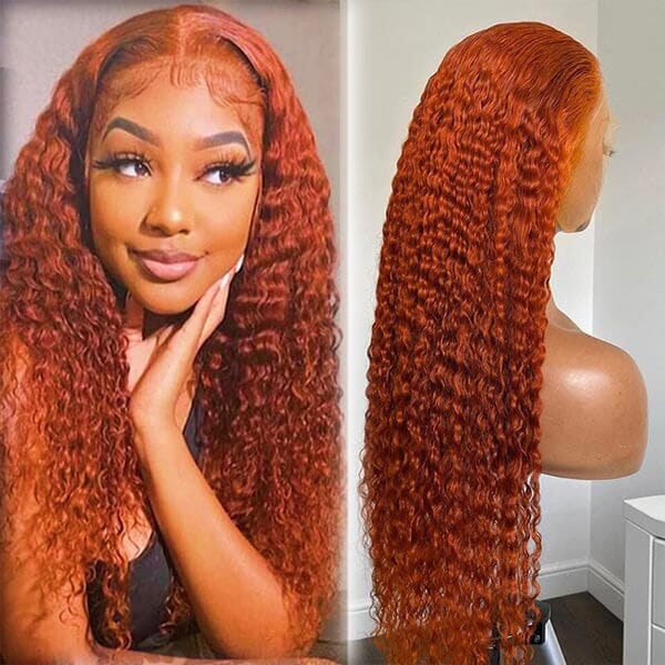 Aligrace 13x4 Lace Curly Wig Ginger Orange Color