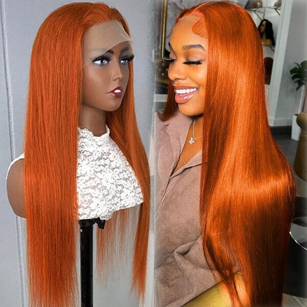 Aligrace 13x4 Lace Straight Wigs Ginger Orange Color