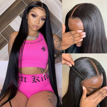 Aligrace Hair 5x5 Lace Glueless Straight Wigs Natural Black