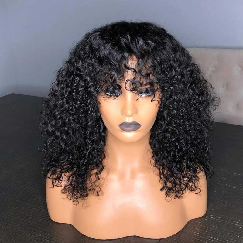 Afsisterwig - Full Machine Made Afro Kinky Curly Human Hair Wig bang Bang