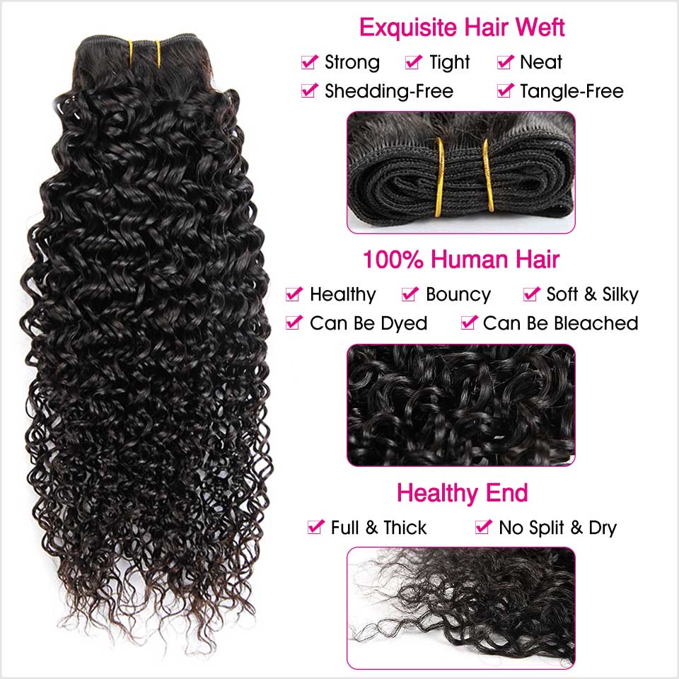 Ali Grace Kinky Curly Hair Bundles 3 Pcs With 4x4 Lace Closure 