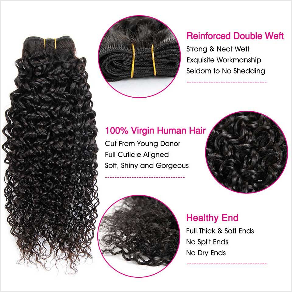 Ali Grace Brazilian Kinky Curly Hair Bundles 4 Pcs With 4x4 Lace Closure