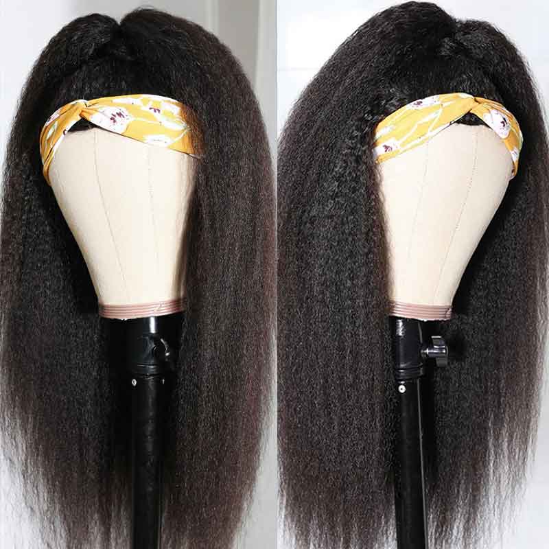 Aligrace Headband Yaki Kinky Straight Glueless Human Hair Wigs