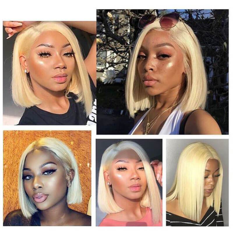Aligrace 13x4 Lace Front Straight Human Hair BoB wigs 613 Color