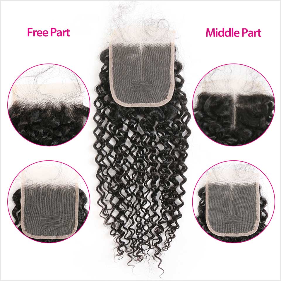 Ali Grace Kinky Curly Hair Bundles 3 Pcs with 4x4 Lace Closure