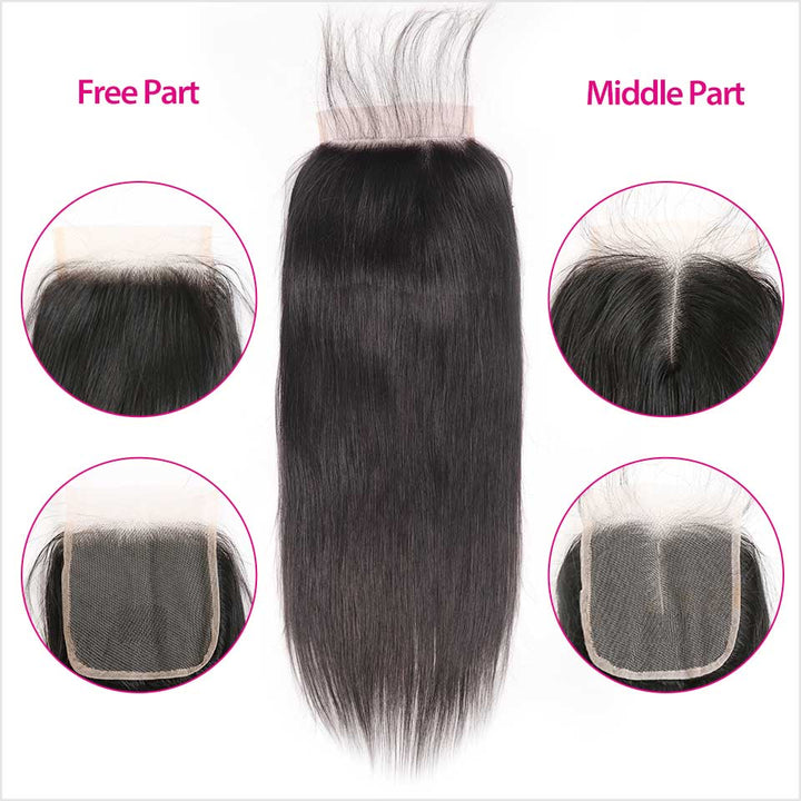 Ali Grace Straight Hair Bundles 3 Pcs With 4*4 Lace Closure
