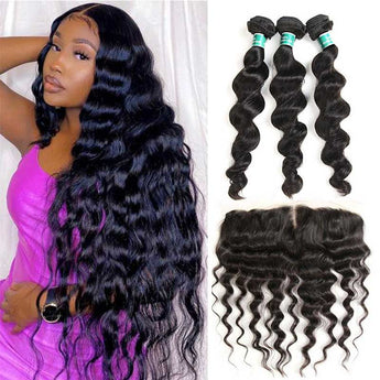 Ali Grace Loose Wave Hair Bundles 3 Pcs With 13x4 Lace Frontal 