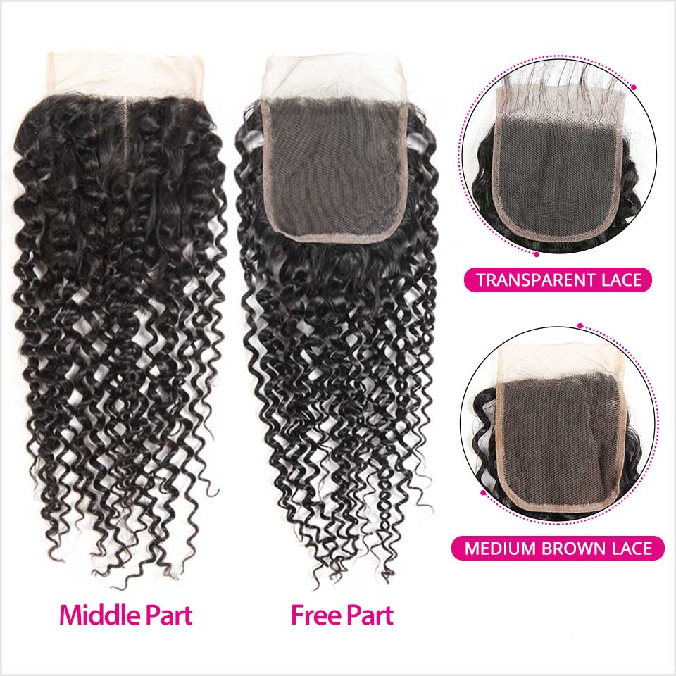 Ali Grace Kinky Curly Hair Bundles 3 Pcs with 4x4 Lace Closure