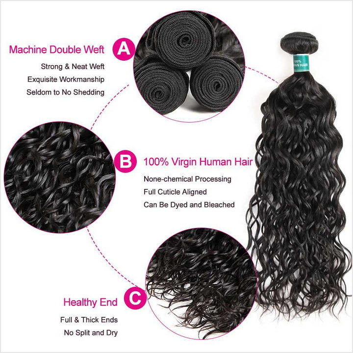 Ali Grace 4 Pcs Water Wave Remy Human Hair Bundles 