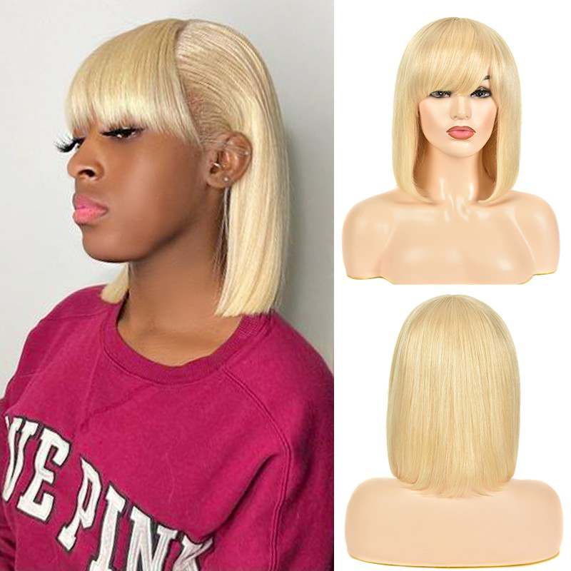 Aligrace Machine Made Straight BoB Wigs With Bang 613 Color
