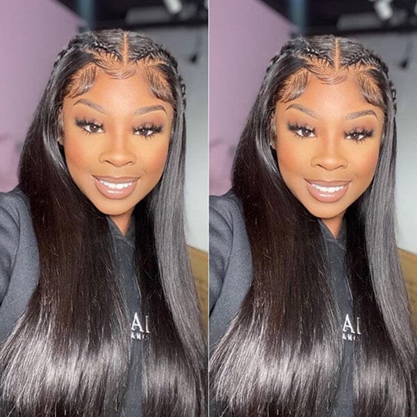 Aligrace 13x6 Frontal Lace Straight Wigs Natural Black