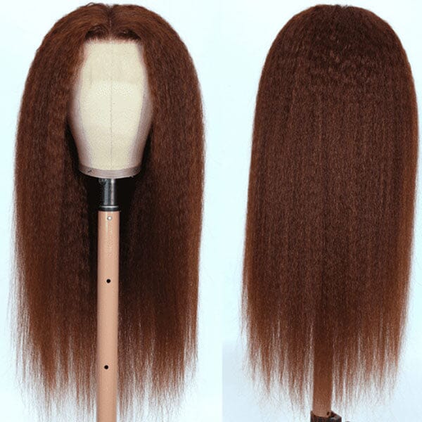 Aligrace 13x4 Lace Kinky Straight Wig Reddish Brown Color